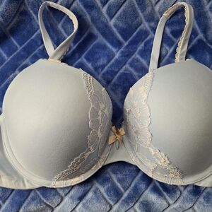 Elegant Lace Trimmed Bra in Light Blue
